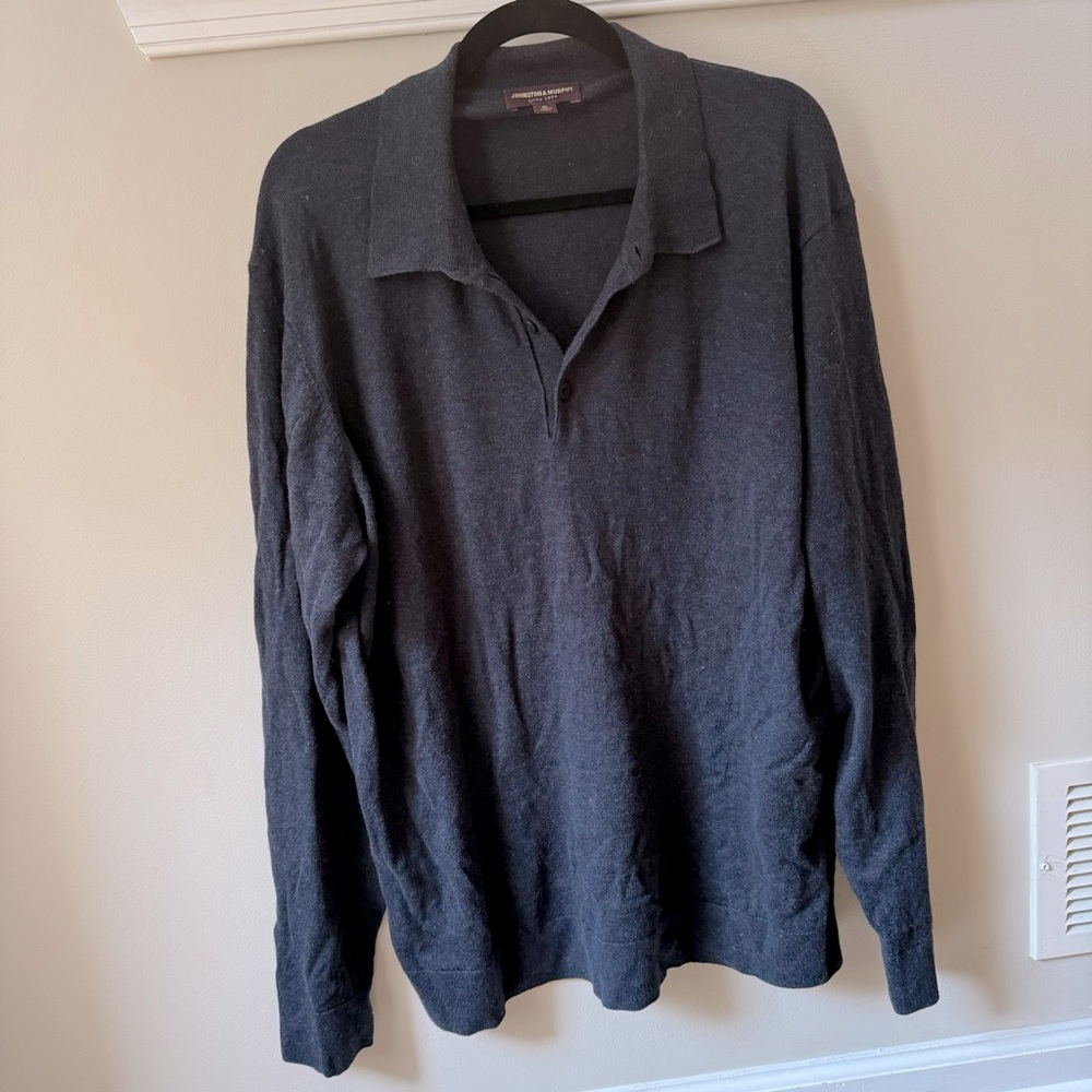 Johnston & Murphy Blue Long Sleeve Collar Buttons